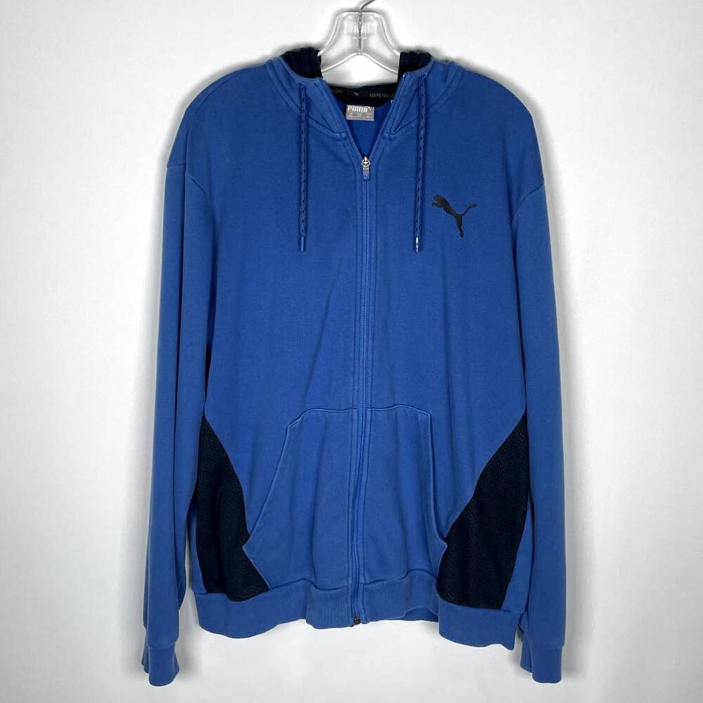 Men's Puma Lightweight Blue Full Zip Hooded Jacket Size XL